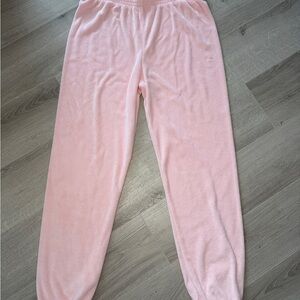 TNA Aritzia Terry Cloth Joggers Blush Pink Elastic Waist Cotton Blend Sz M